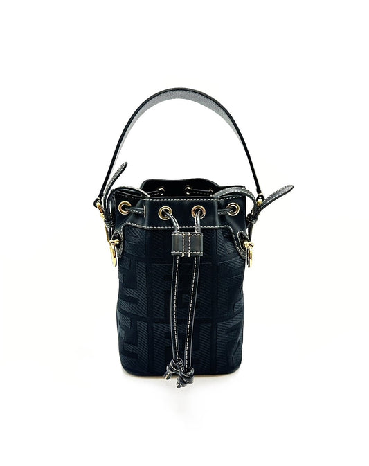 FENDI Mon tresor燈芯絨水桶手提包 - 黑