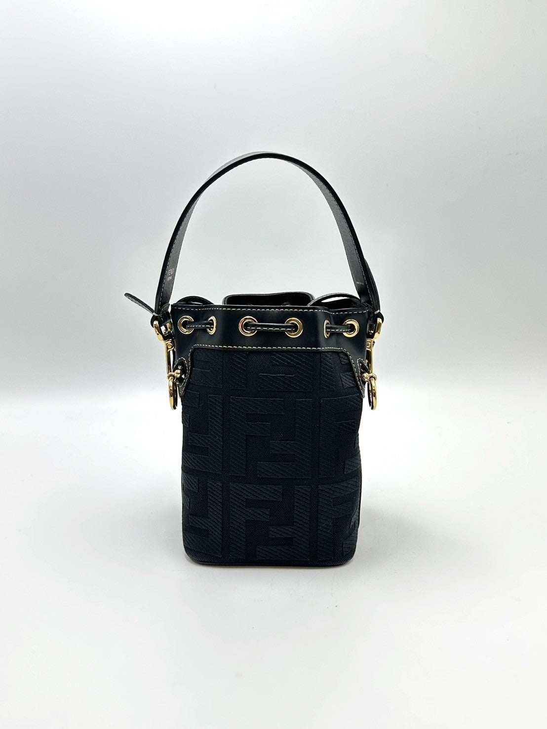 FENDI Mon tresor燈芯絨水桶手提包 - 黑