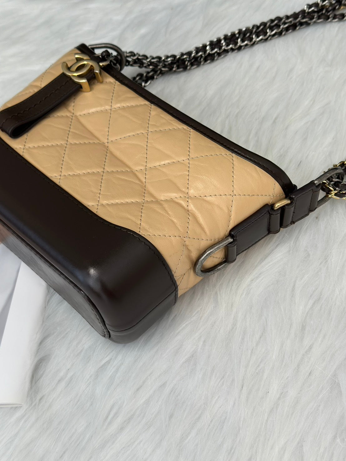 CHANEL 雙鍊條流浪包 - 小號奶茶可可26開