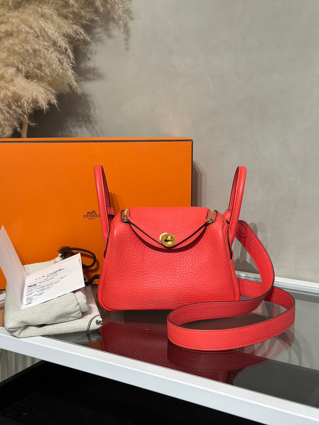 HERMES Mini Lindy - Rose Texas 0E 德克薩斯粉金 Z