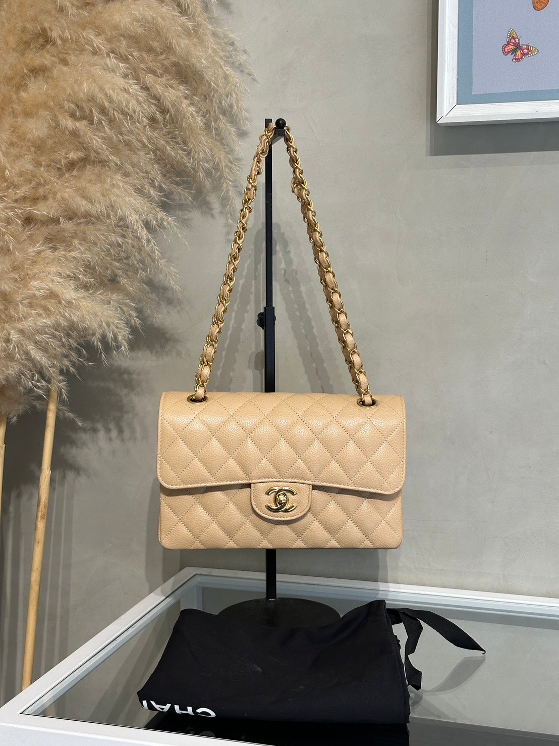 CHANEL 經典口蓋包 CF23 - 粒面牛皮米金