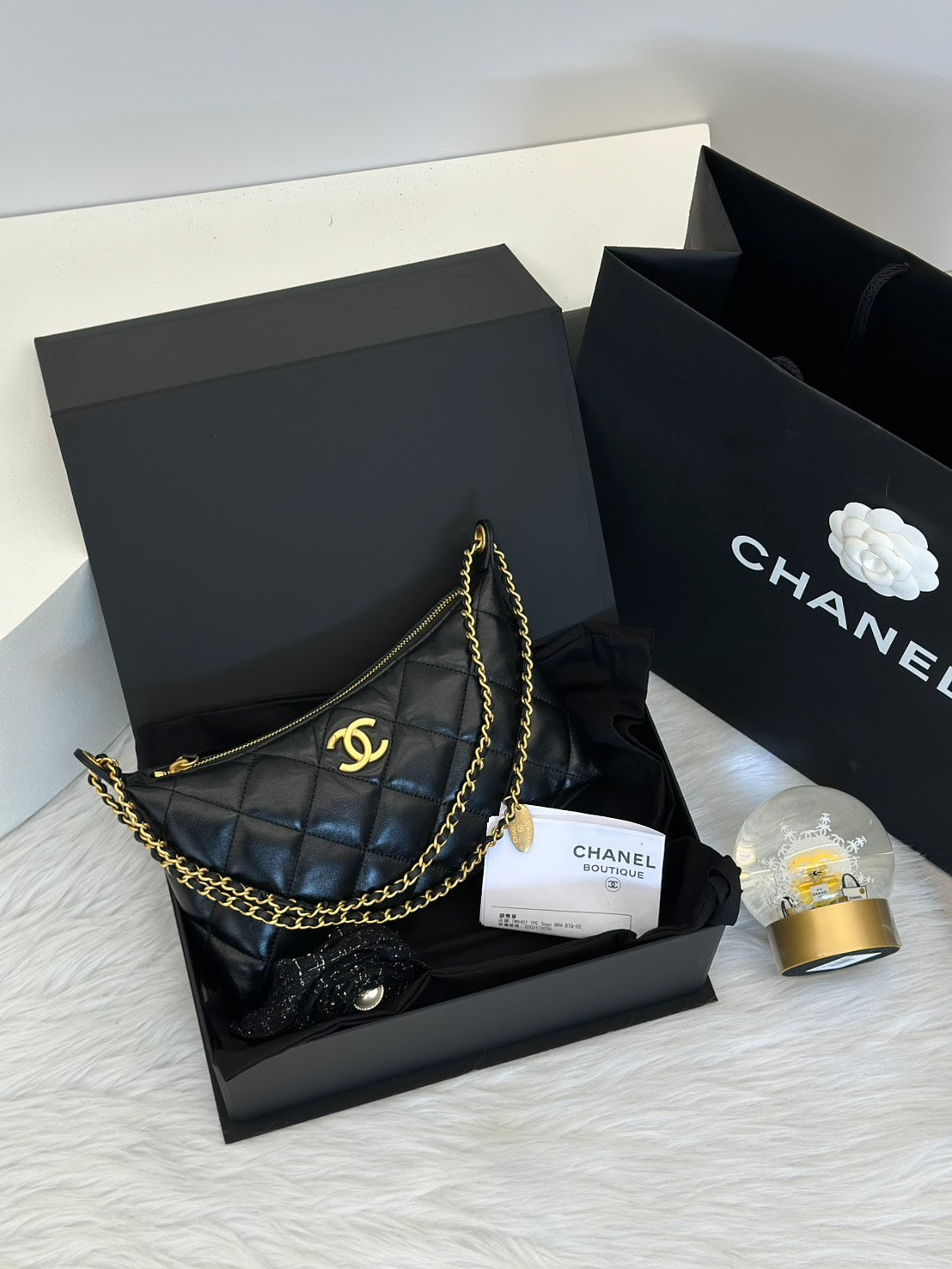 CHANEL 25S皮穿鍊單肩包 - 黑金