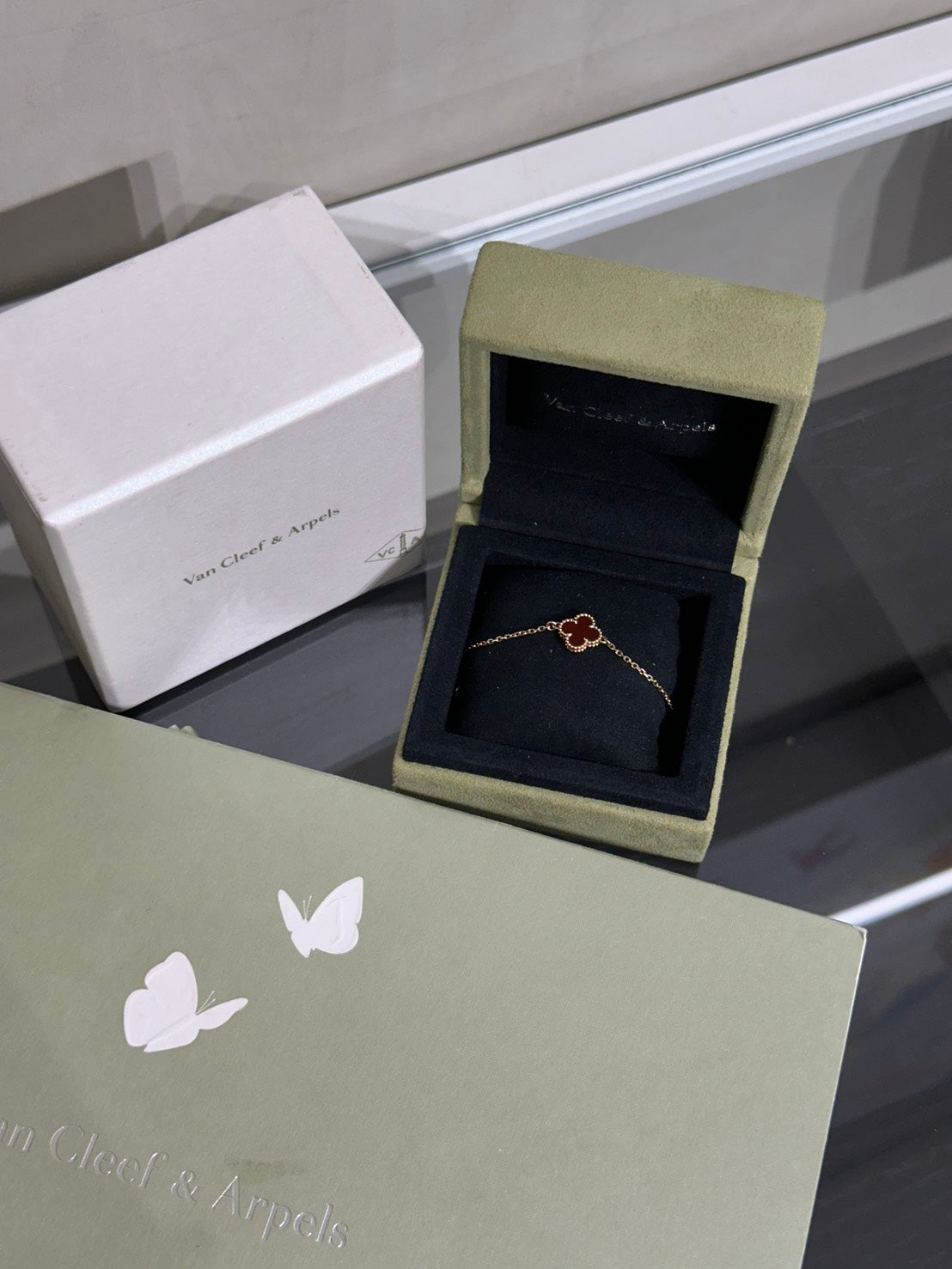 Van Cleef & Arpels 紅玉髓18K玫瑰金手鍊 - Sweet Alhambra