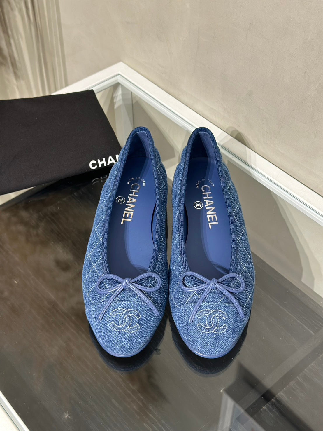 CHANEL 單寧牛仔芭蕾舞平底鞋 - 36
