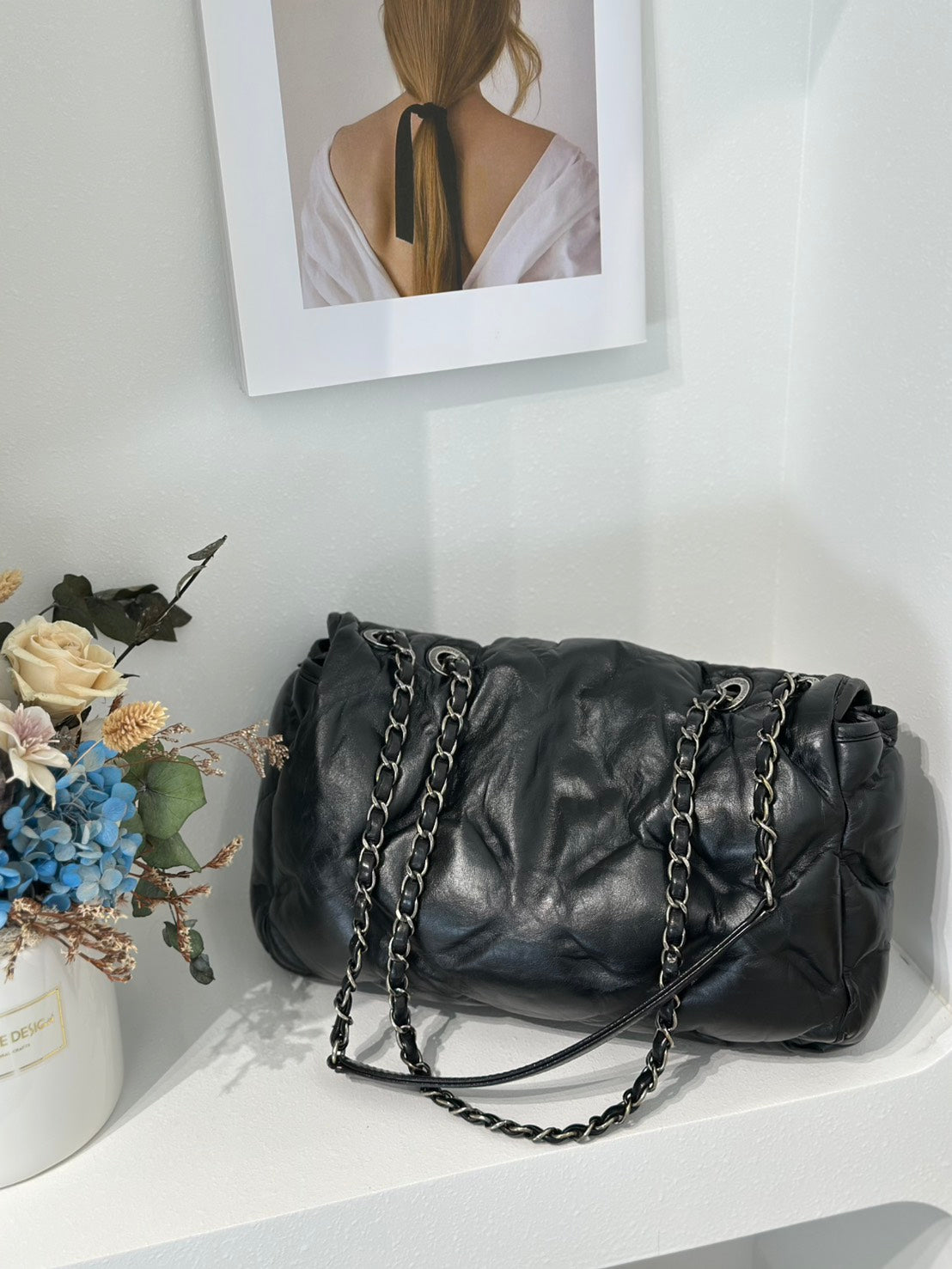 CHANEL 復古菱格紋泡泡包 - 黑銀23開