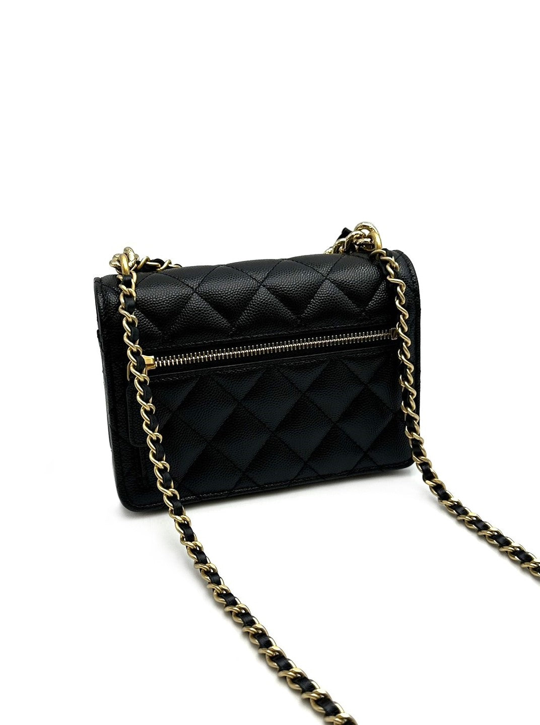 CHANEL 24S蝴蝶結迷你雙層WOC - 黑金