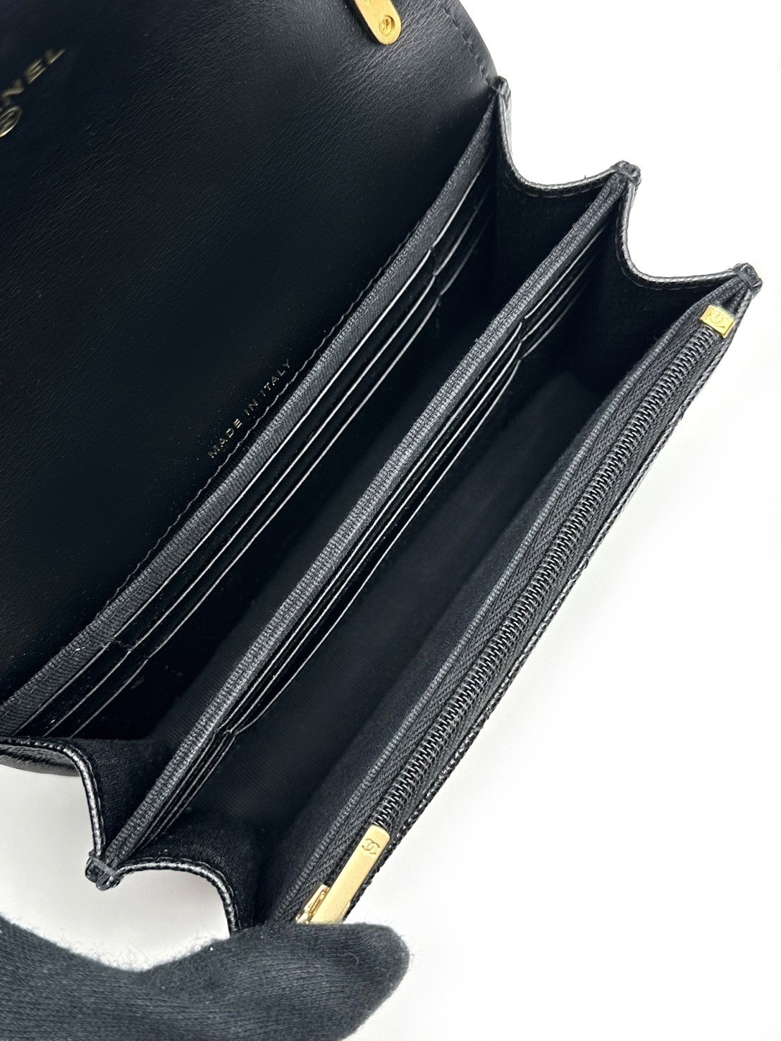 CHANEL 24S蝴蝶結迷你雙層WOC - 黑金