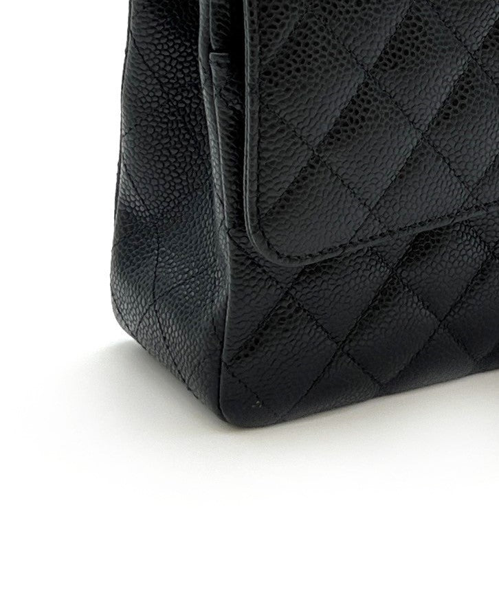 CHANEL 經典口蓋包 CF25 - 粒面牛皮黑金