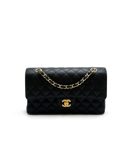 CHANEL 經典口蓋包 CF25 - 粒面牛皮黑金