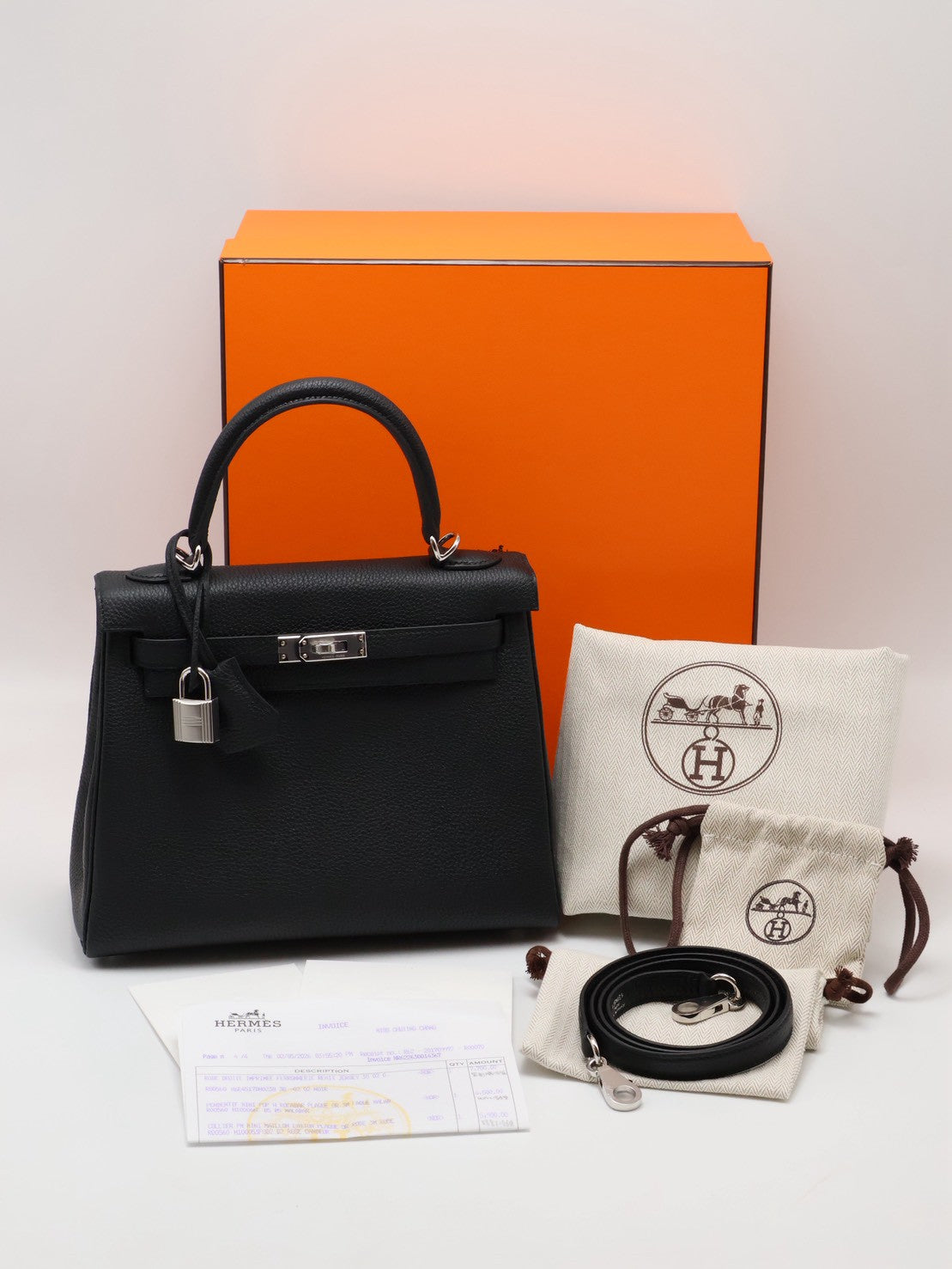 HERMES Kelly 25 - Noir 89 黑銀 G