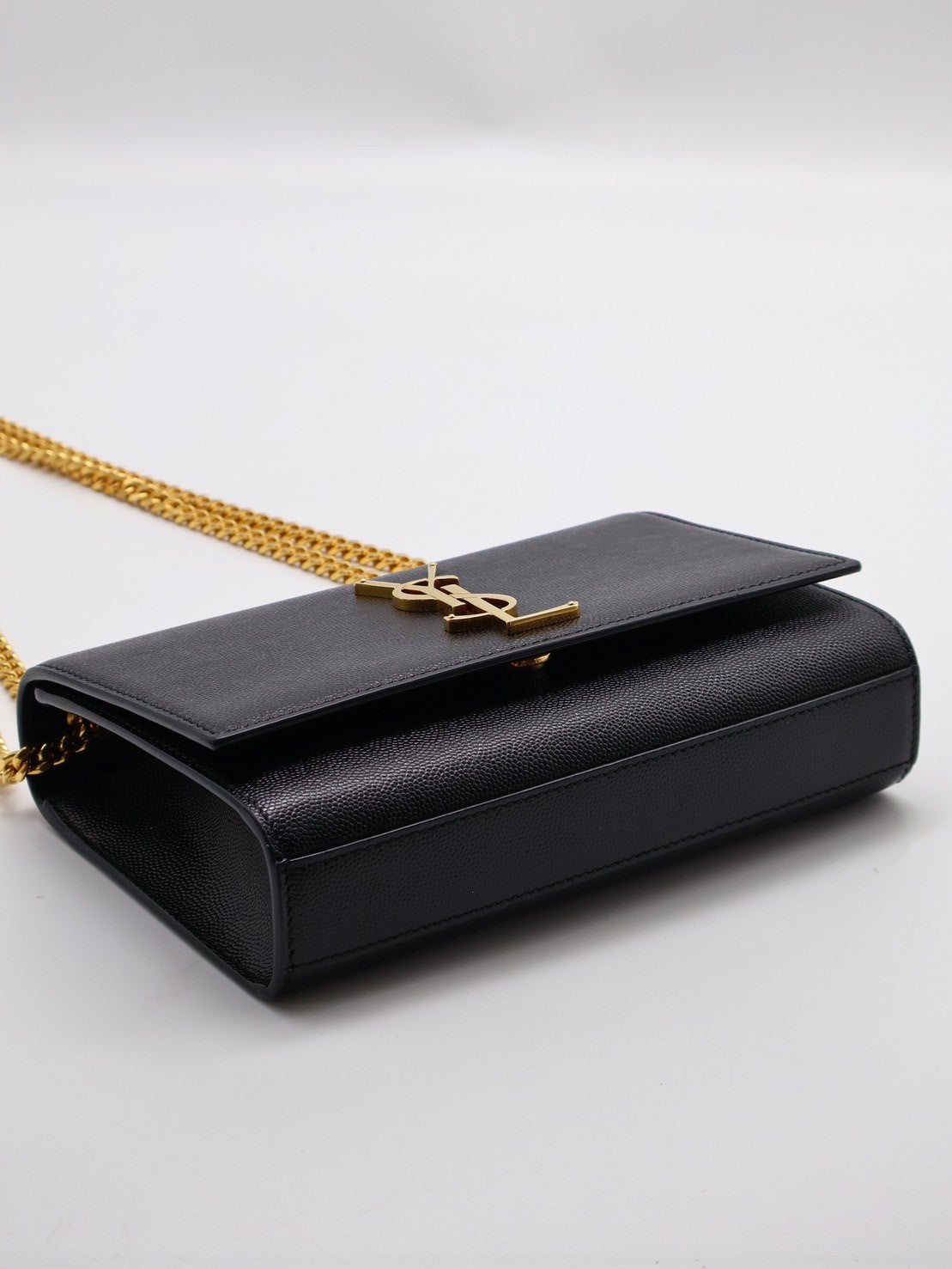 YSL Kate粒面牛皮斜背包 - 小號黑金