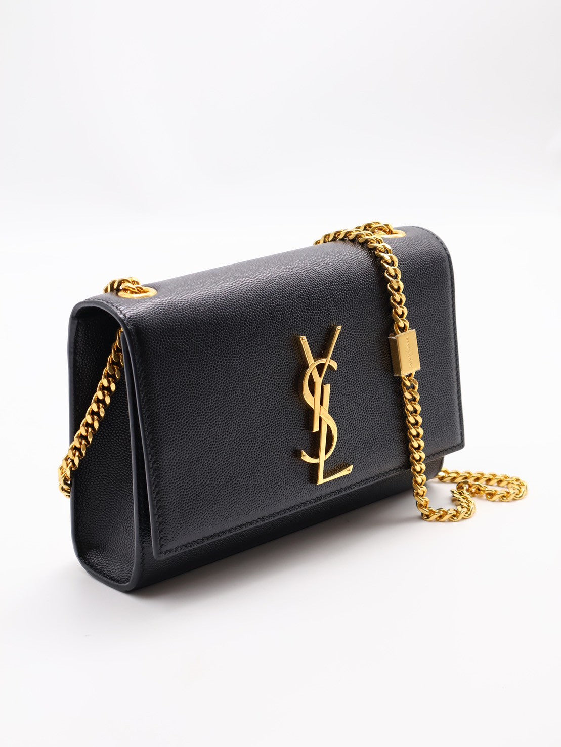 YSL Kate粒面牛皮斜背包 - 小號黑金