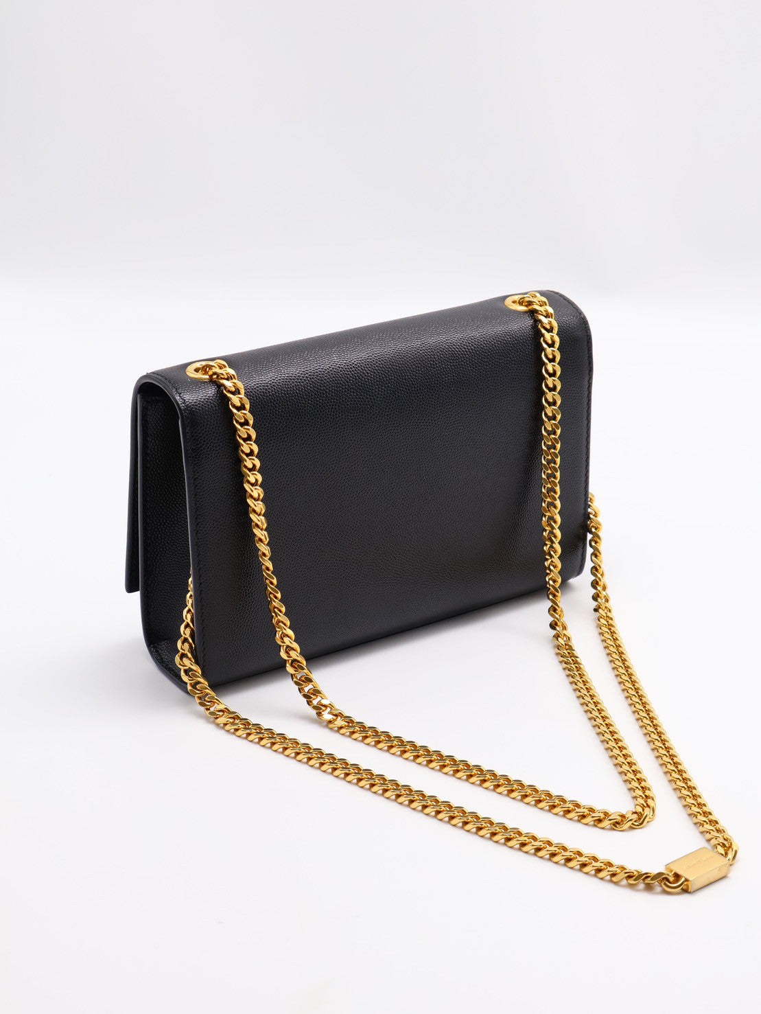YSL Kate粒面牛皮斜背包 - 小號黑金