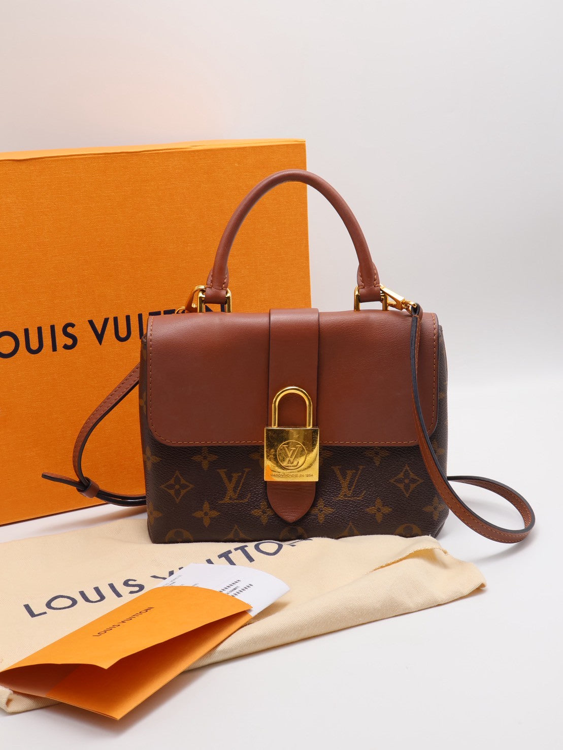 LOUIS VUITTON Locky BB鎖頭包 - 老花拚焦糖棕
