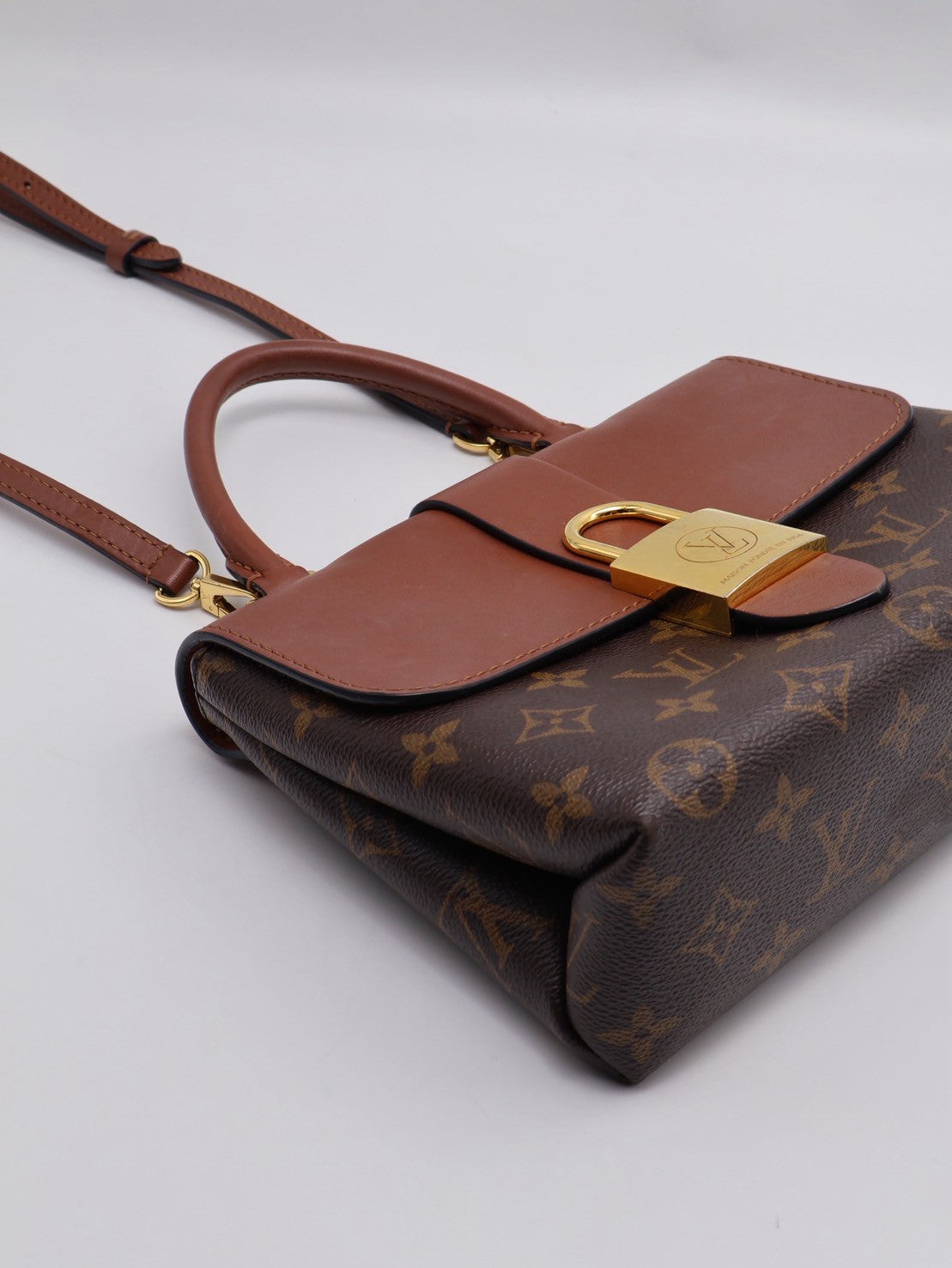 LOUIS VUITTON Locky BB鎖頭包 - 老花拚焦糖棕