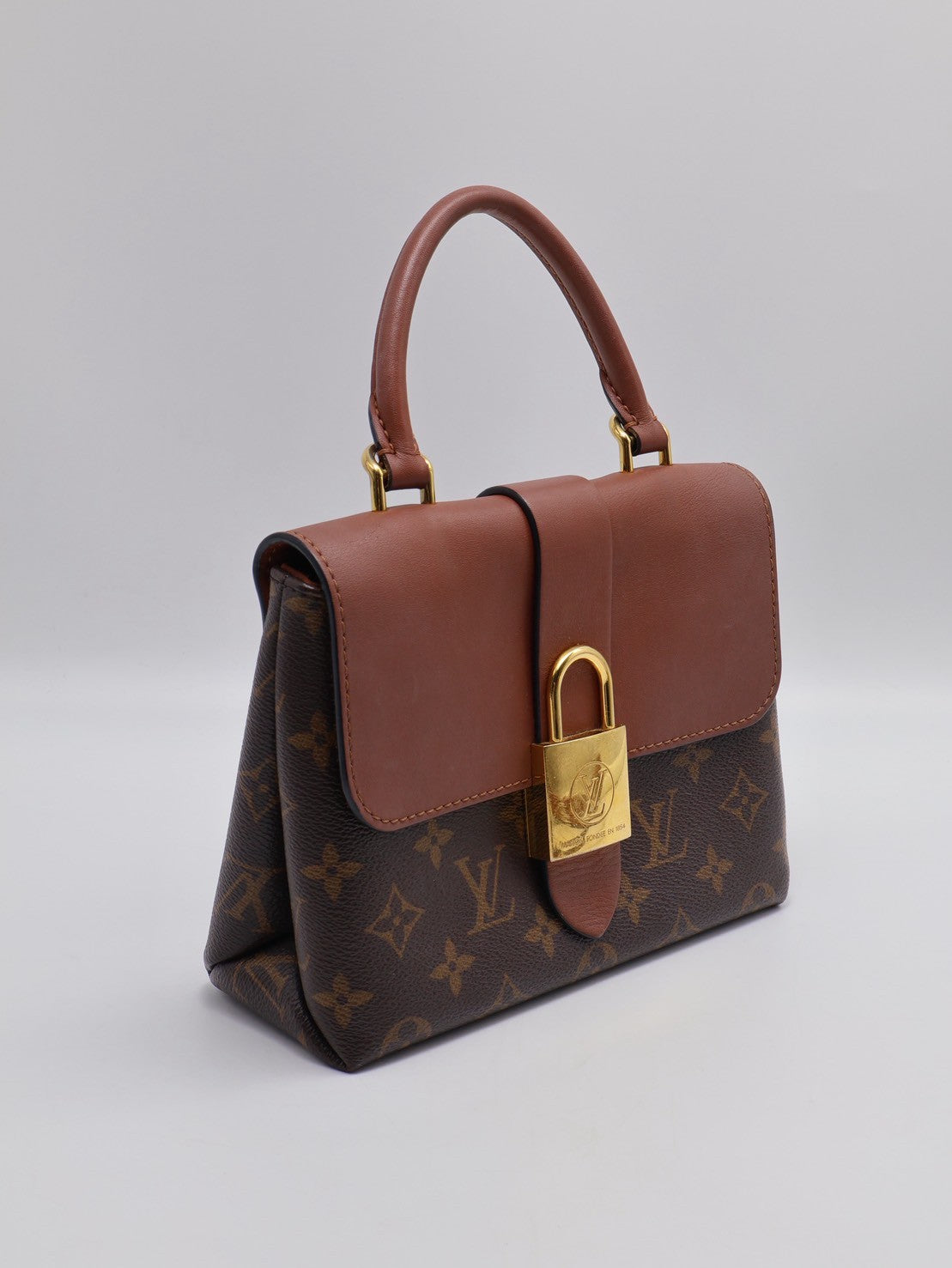 LOUIS VUITTON Locky BB鎖頭包 - 老花拚焦糖棕