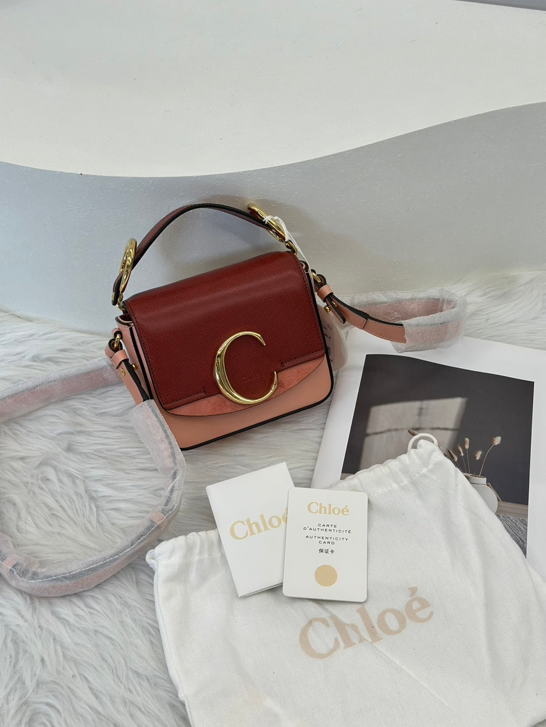 Chloe 經典 C Bag - mini棗紅珊瑚粉