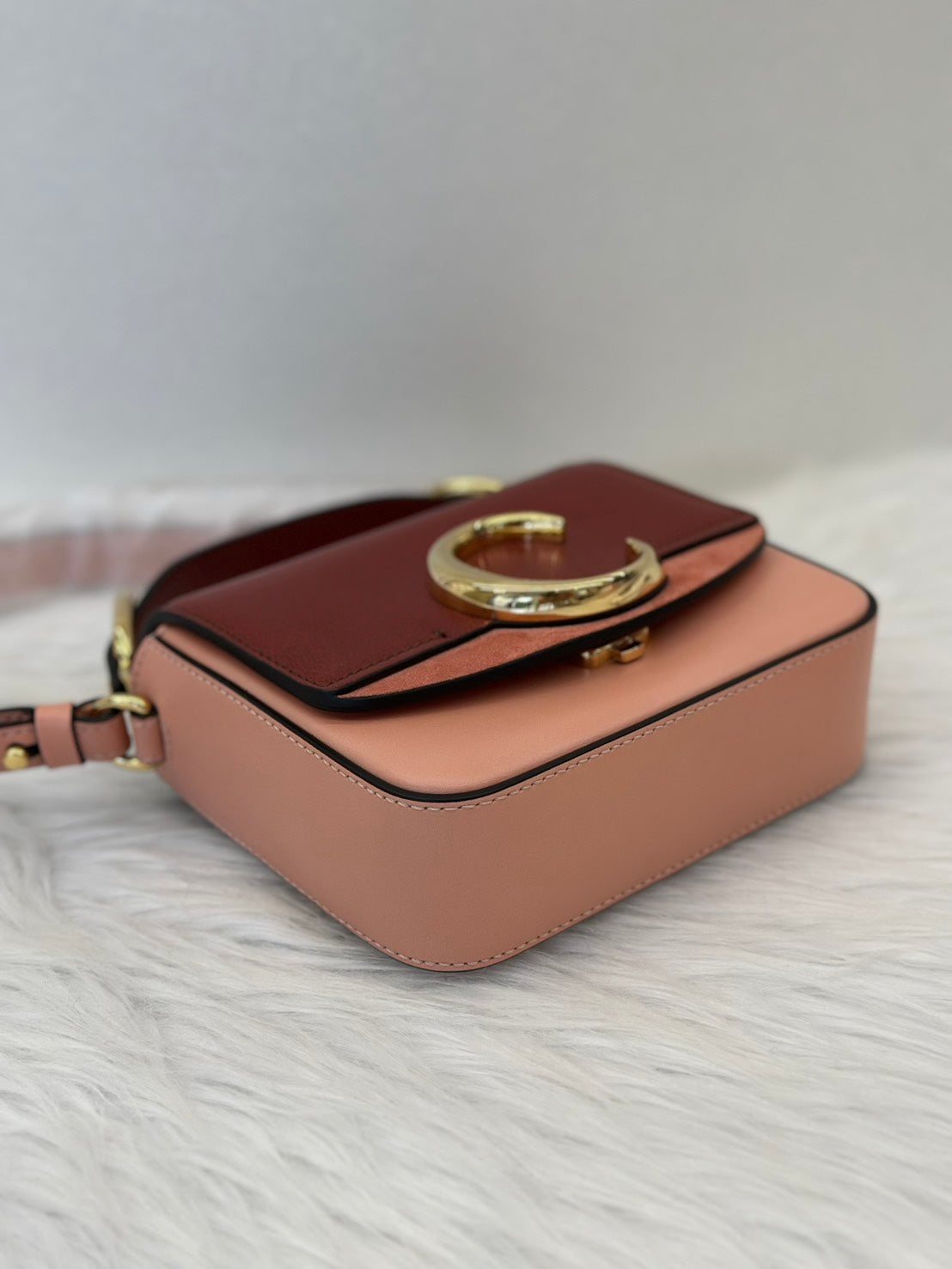 Chloe 經典 C Bag - mini棗紅珊瑚粉