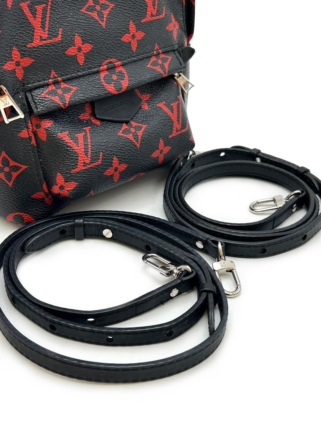 LOUIS VUITTON 經典老花後背包 mini - 黑底紅花