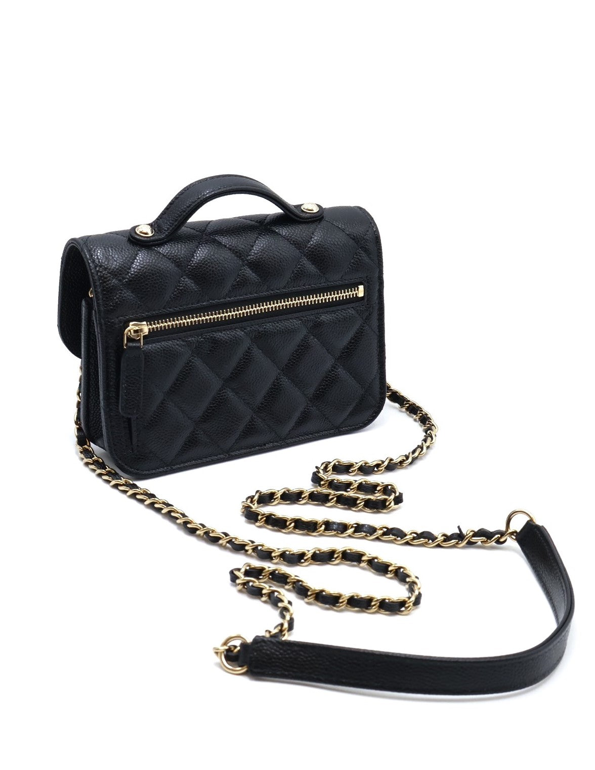 CHANEL 荔枝皮郵差包mini - 黑金