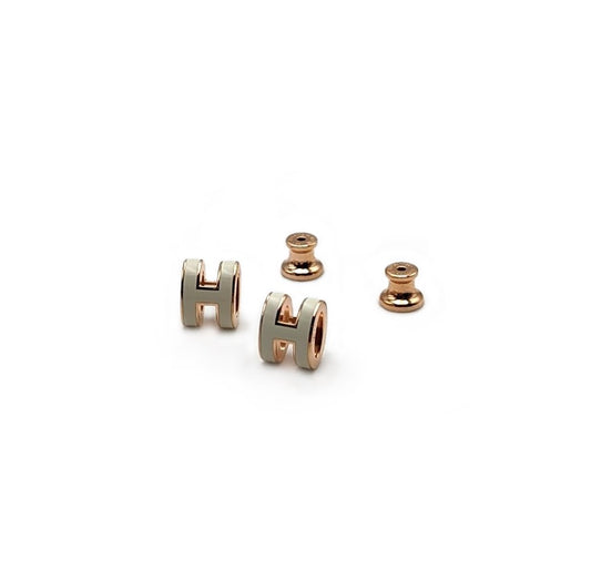 HERMES Mini pop H耳環 - 白玫瑰金