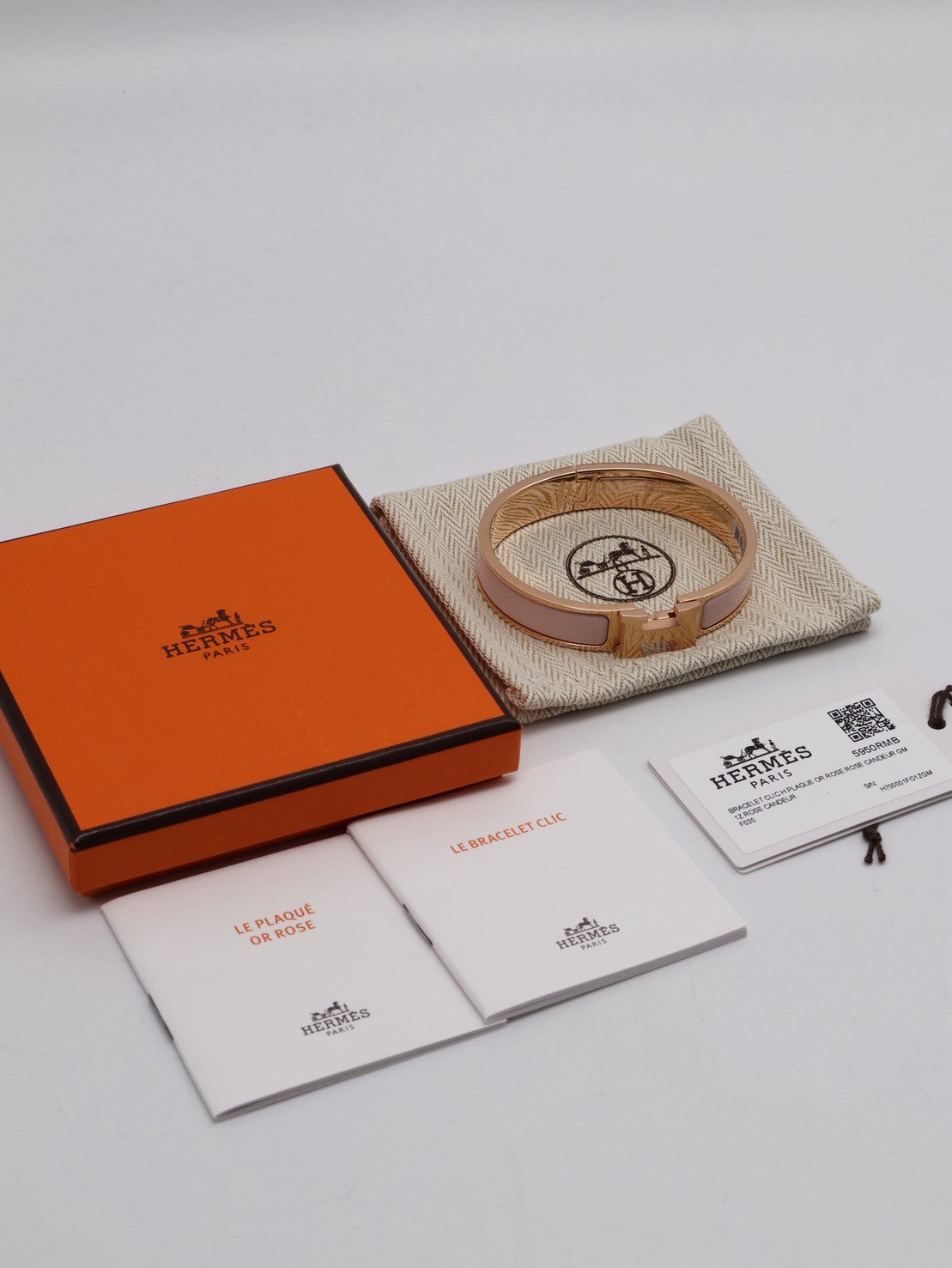 HERMES Clic H手環 - 粉玫瑰金