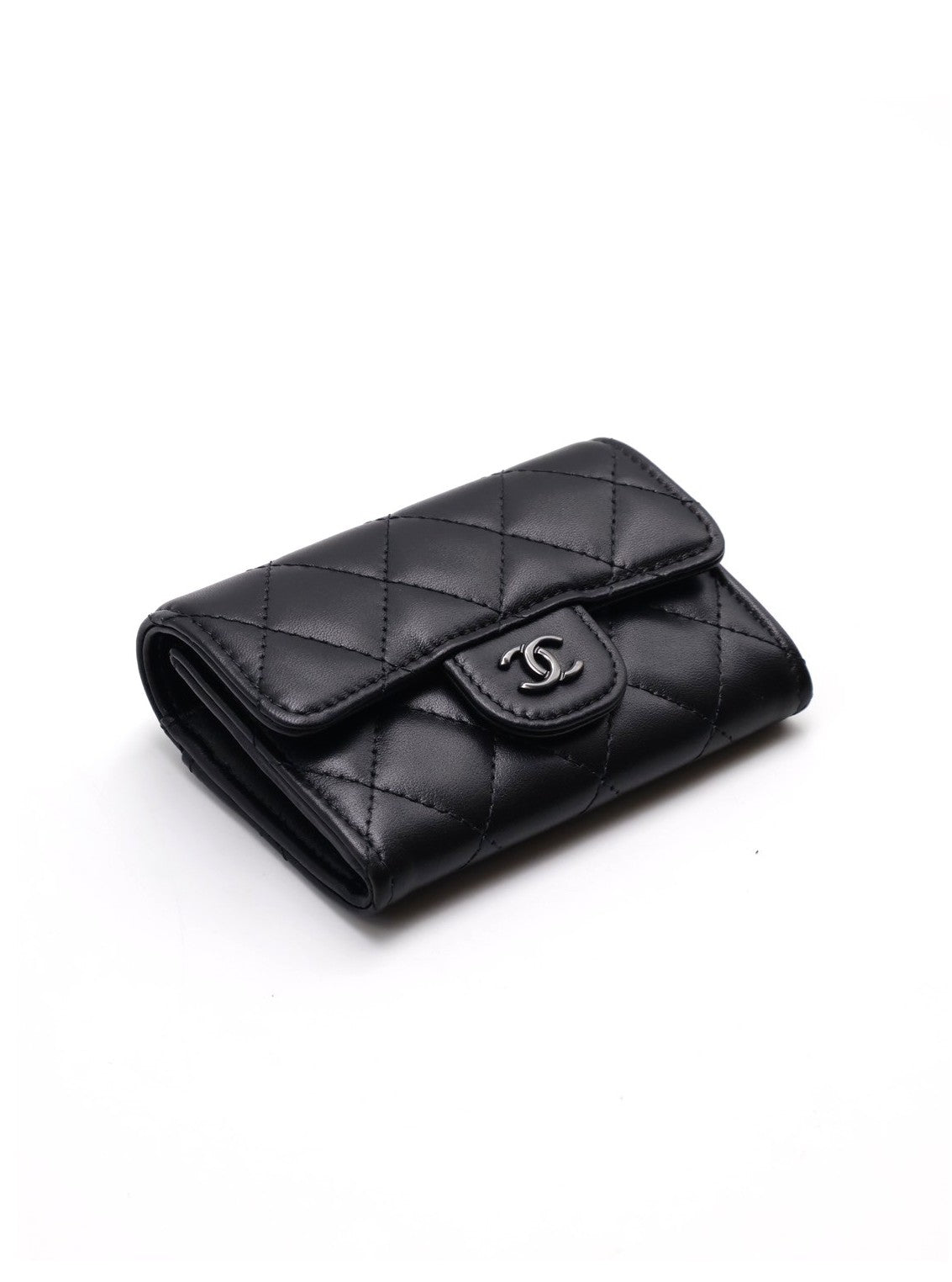 CHANEL 經典羊皮拉鍊夾層卡包 - So black