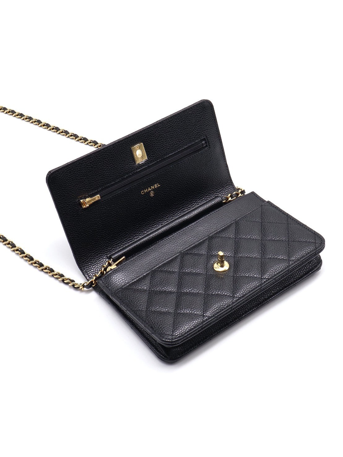 CHANEL 粒面牛皮旋轉釦WOC - 黑金
