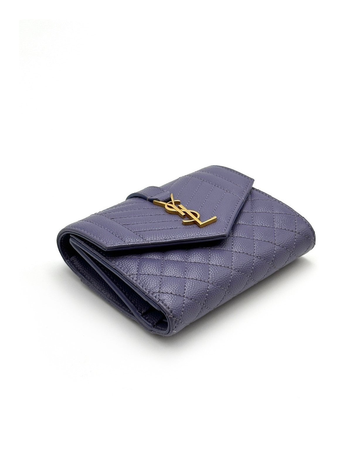 YSL Monodram粒面三折短夾 - 紫藍