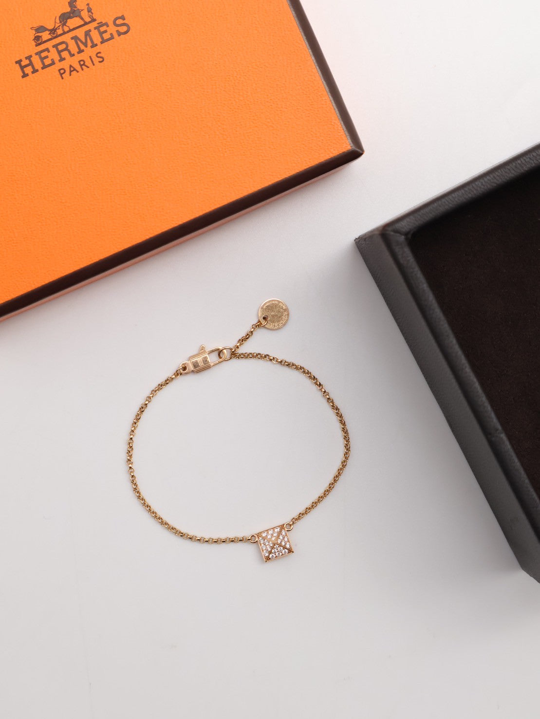 HERMES Clou'd H 18K玫瑰金鑽石手鍊 - 小號 0.15carat