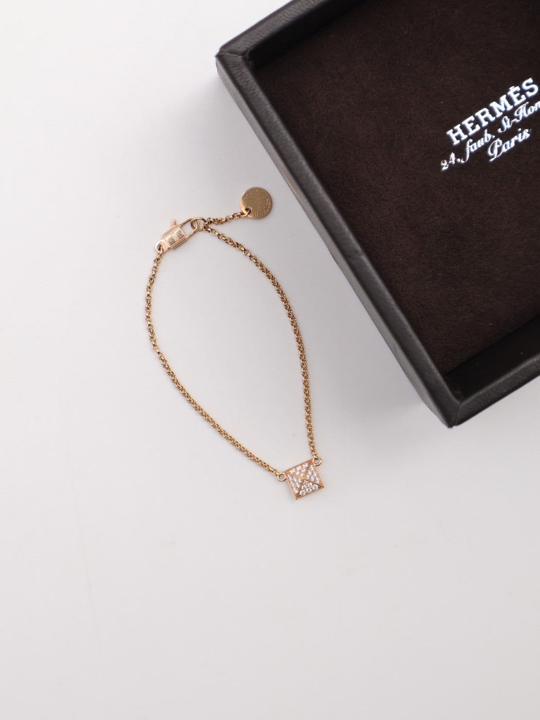 HERMES Clou'd H 18K玫瑰金鑽石手鍊 - 小號 0.15carat