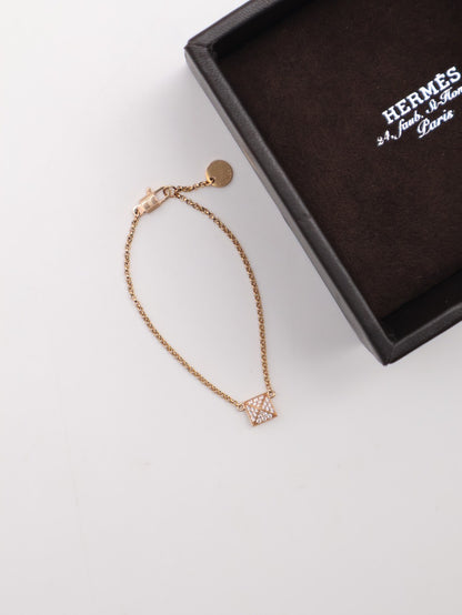 HERMES Clou'd H 18K玫瑰金鑽石手鍊 - 小號 0.15carat