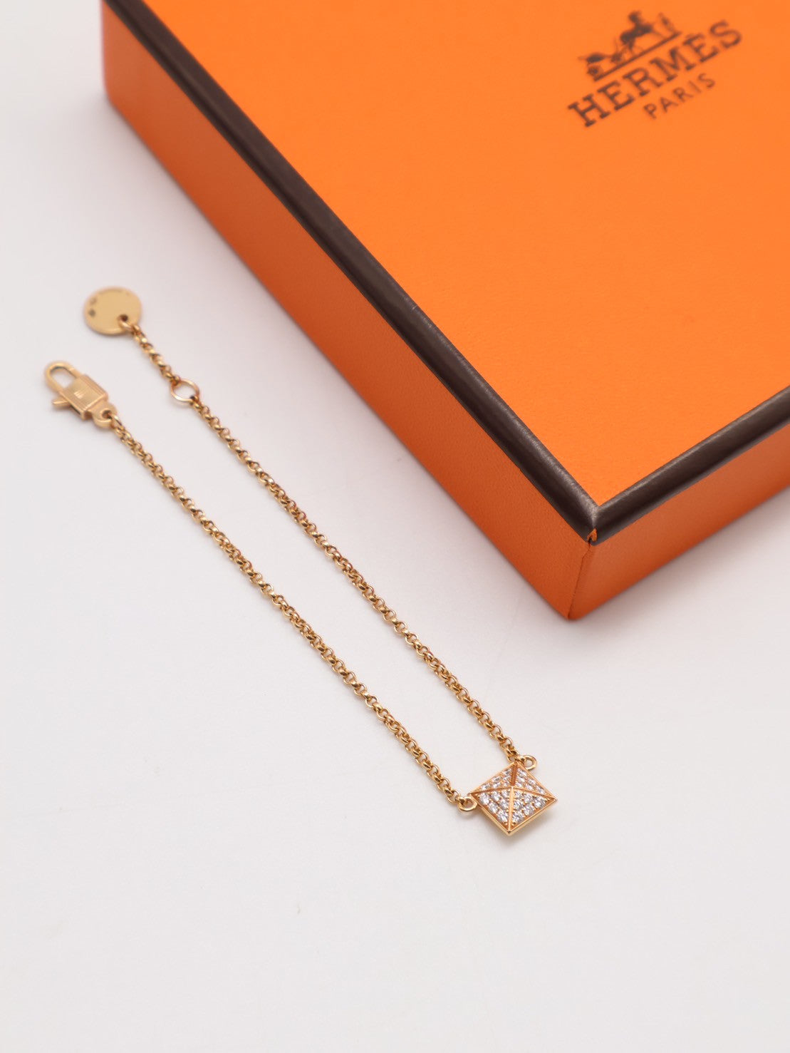 HERMES Clou'd H 18K玫瑰金鑽石手鍊 - 小號 0.15carat