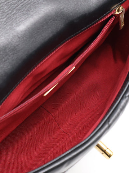 CHANEL 19 Bag 菱格紋羊皮手提肩背包 26 - 黑金29開