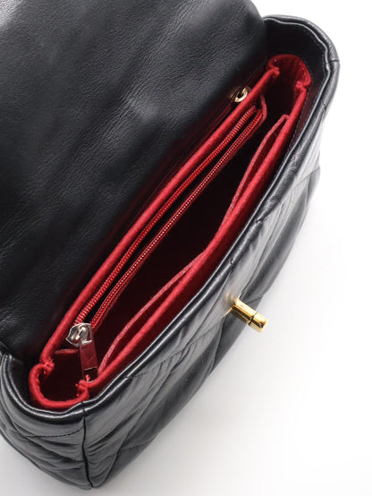 CHANEL 19 Bag 菱格紋羊皮手提肩背包 26 - 黑金29開