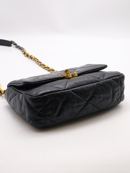 CHANEL 19 Bag 菱格紋羊皮手提肩背包 26 - 黑金29開