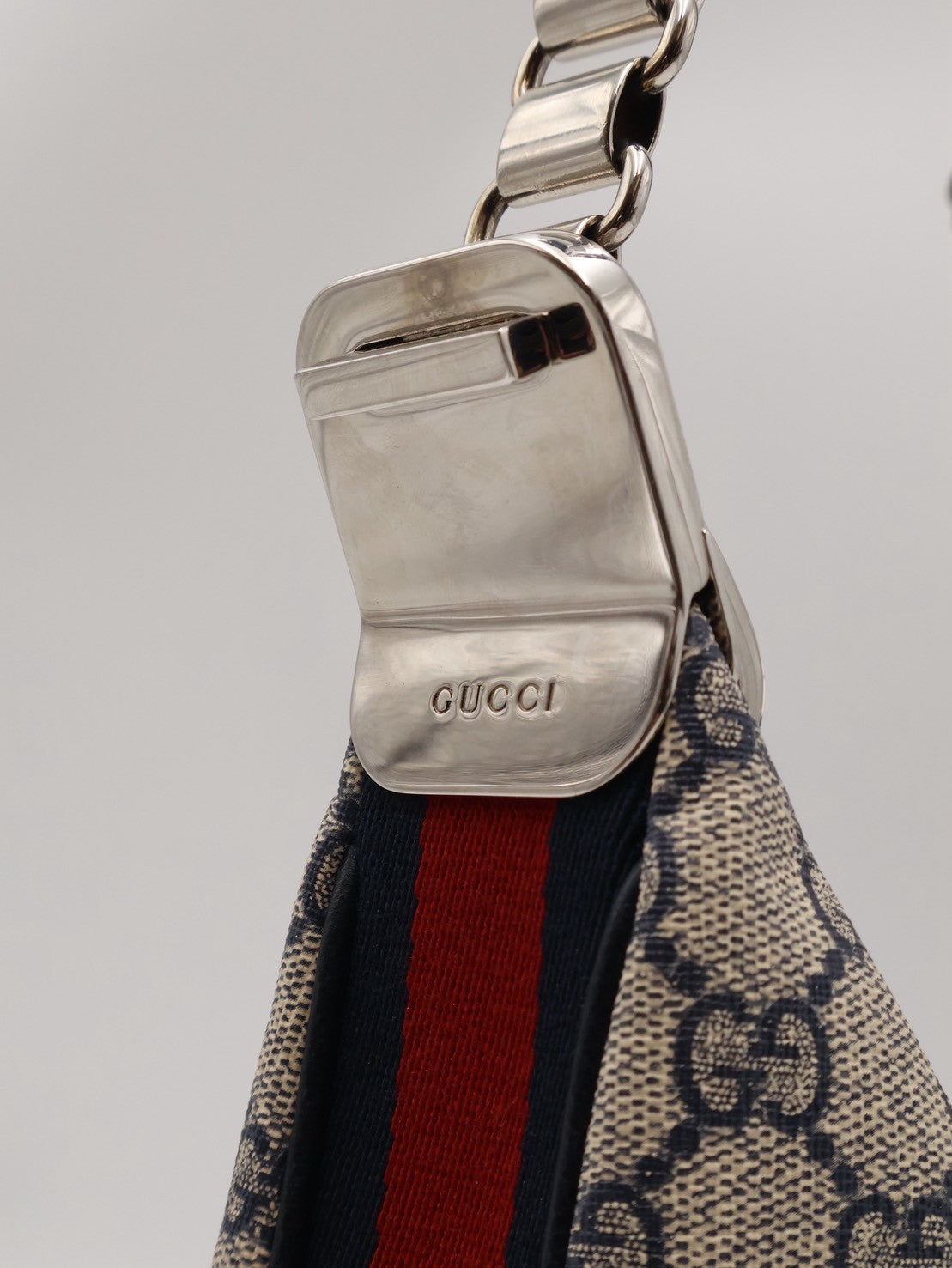 GUCCI Attache帆布斜背包 - 小號藍
