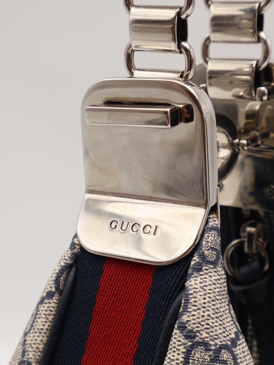 GUCCI Attache帆布斜背包 - 小號藍
