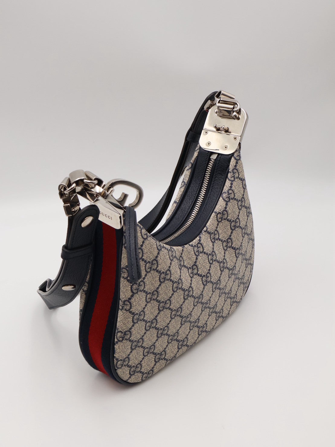 GUCCI Attache帆布斜背包 - 小號藍