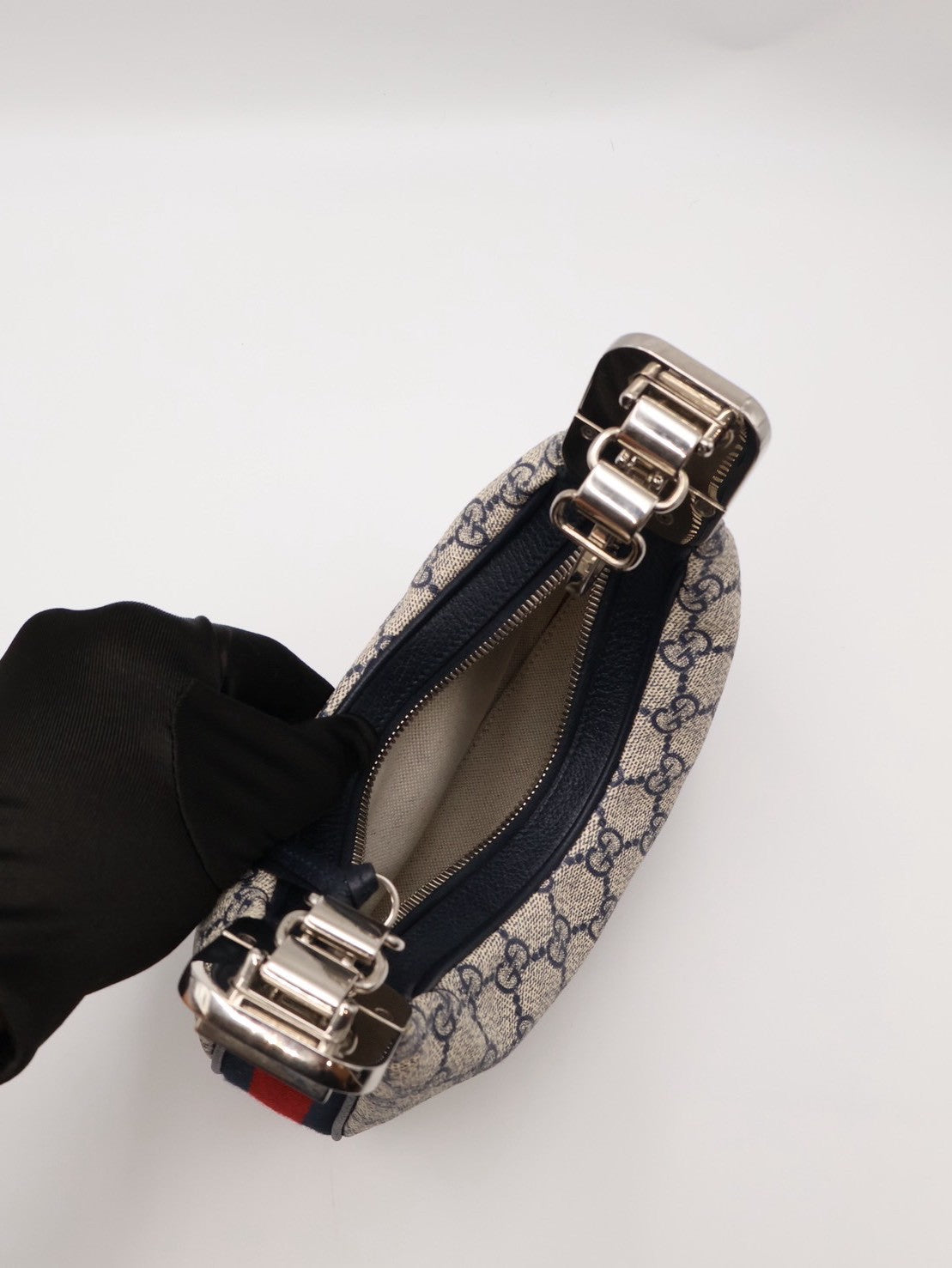 GUCCI Attache帆布斜背包 - 小號藍