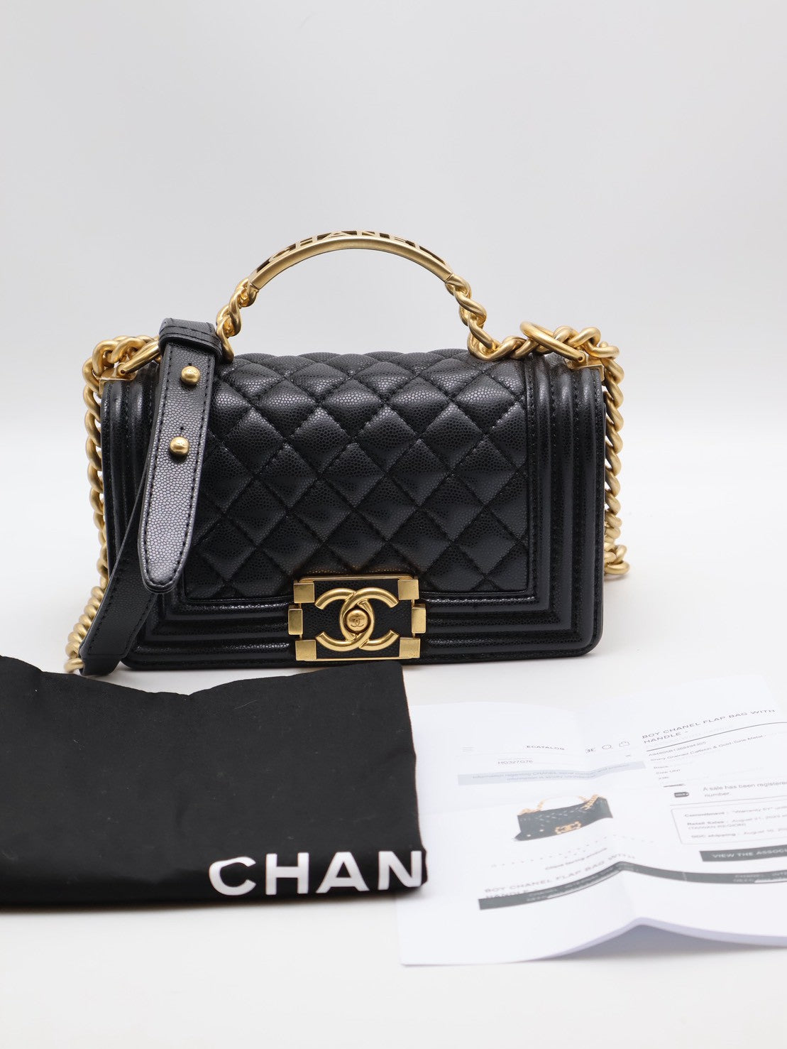 CHANEL 23B Handle boy 20  - 黑金