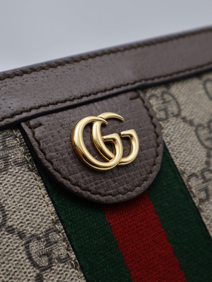 GUCCI Ophidia紅綠織帶夾子包- mini烏木色