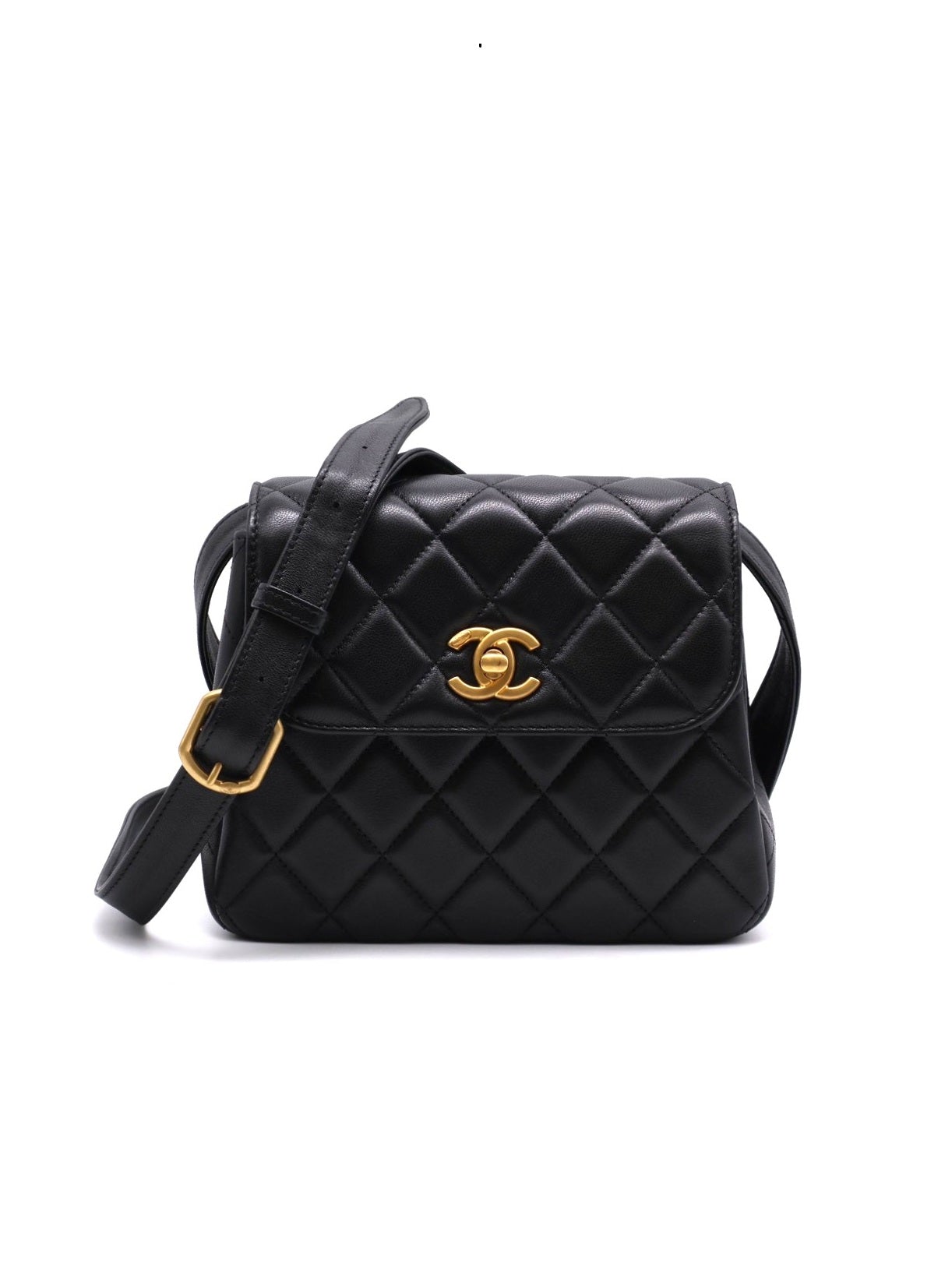CHANEL 25A羊皮口蓋包 - 黑金