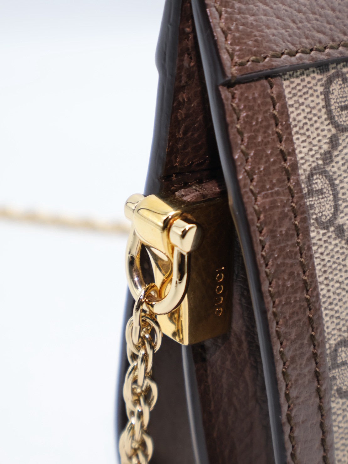 GUCCI Ophidia紅綠織帶夾子包- mini烏木色