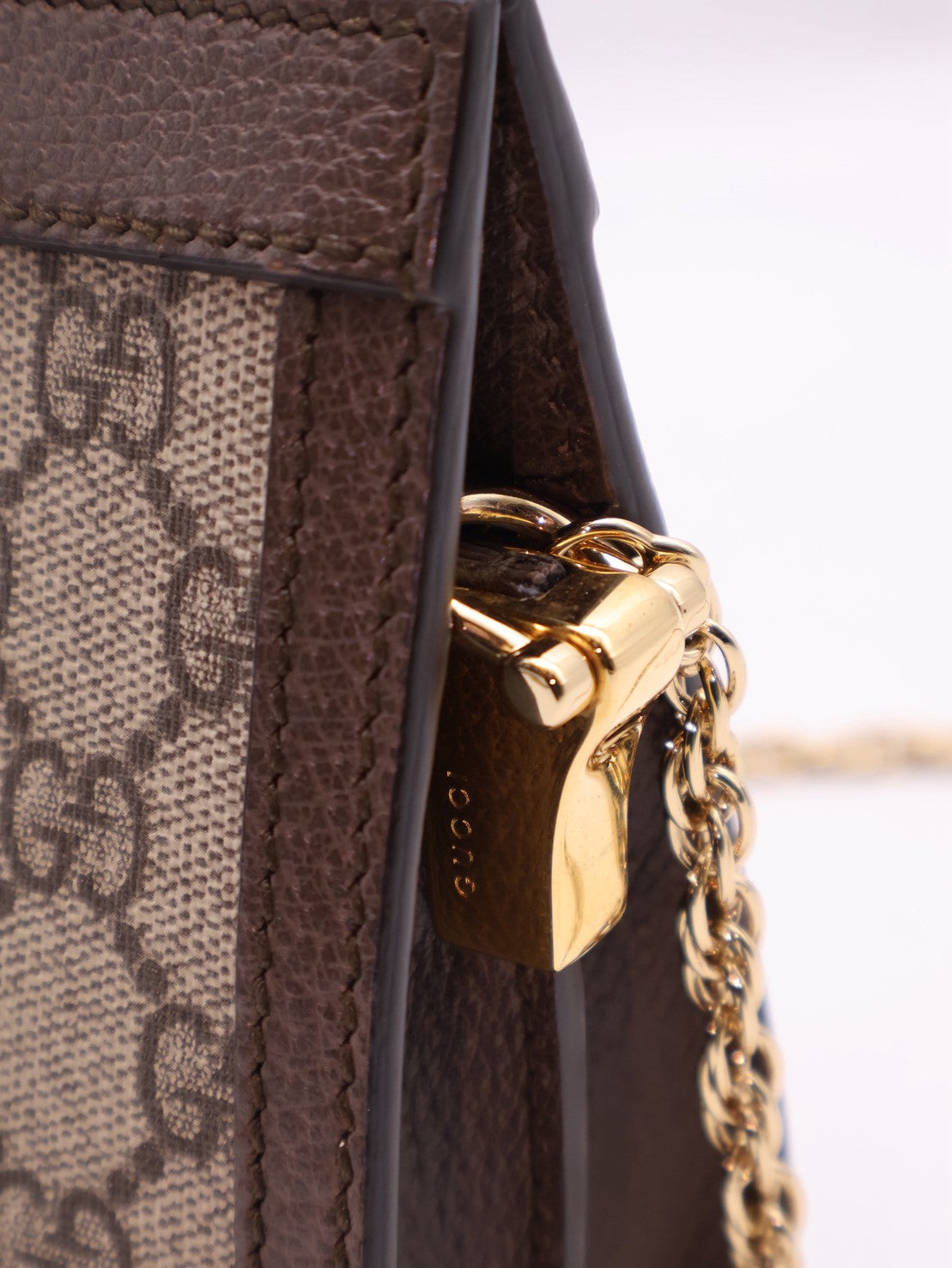 GUCCI Ophidia紅綠織帶夾子包- mini烏木色