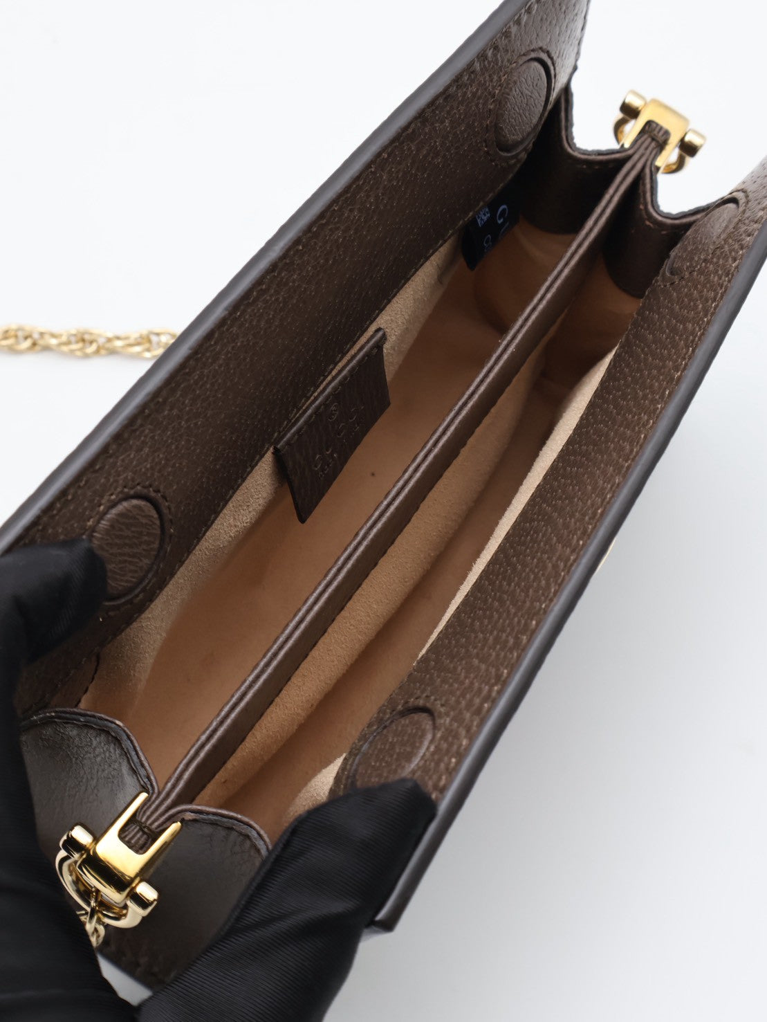 GUCCI Ophidia紅綠織帶夾子包- mini烏木色