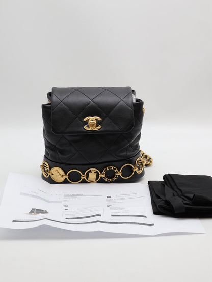 CHANEL 23B金幣雙肩包 - 黑金