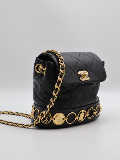 CHANEL 23B金幣雙肩包 - 黑金