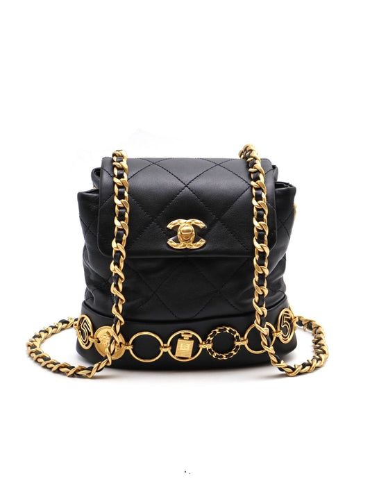 CHANEL 23B金幣雙肩包 - 黑金