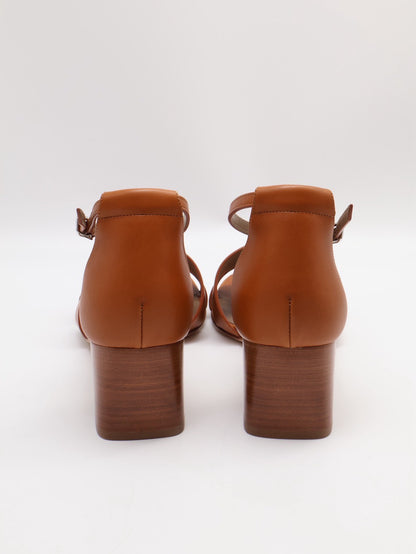 HERMES Encens 50粗跟涼鞋 - 金棕 39.5